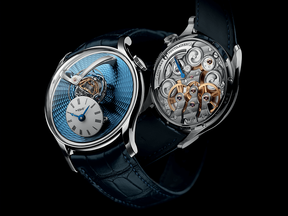 O LM Thunderdome da MB&F é o mais recente design de Éric Giroud na alta-relojoaria; o projeto inclui a participação de Éric Coudray no turbilhão triaxial e de Kari Voutilainen nos acabamentos. © MB&F