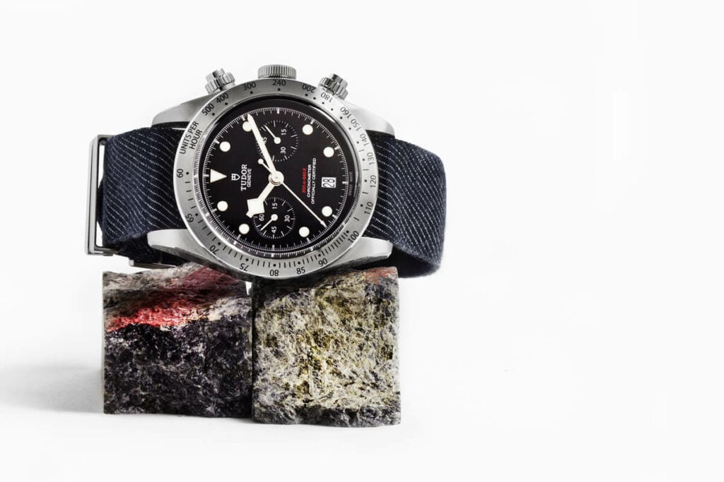 O Black Bay Chronograph de 2017 com luneta metálica | Foto: Paulo Pires/Espiral do Tempo