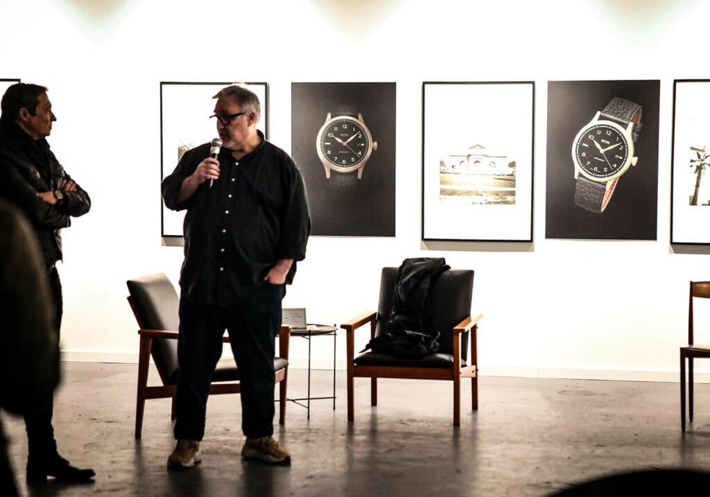 José Miranda, fundador da Isotope, na apresentação da edição limitada Old Radium 'Black Ink' x Espiral do Tempo na MAD Gallery em Marvila | Foto: José Zenha