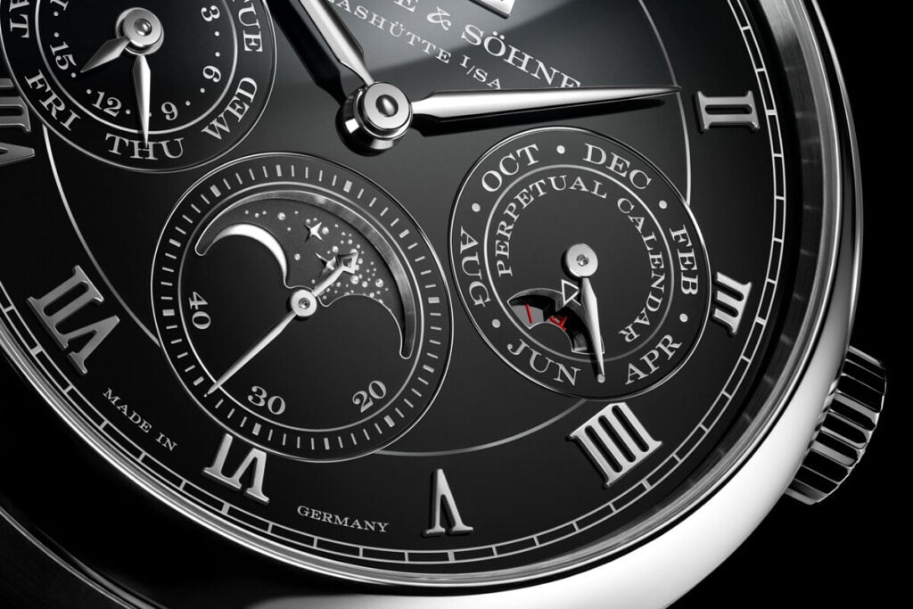 relógio de mostrador preto Minute Repeater Perpetual da A. Lange & Söhne