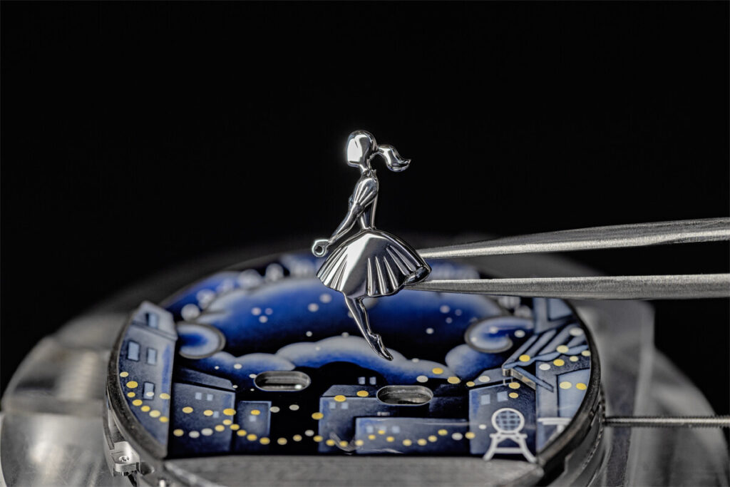 O incrível trabalho de artesanato presente no Lady Arpels Bal des Amoureux Automate Watch | Foto: Van Cleef & Arpels