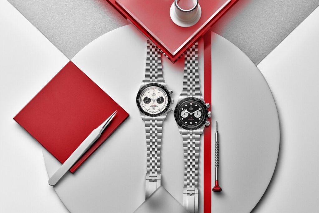 Os Black Bay Chrono de mostradores 'panda' e 'reverse panda' | Foto: Tudor