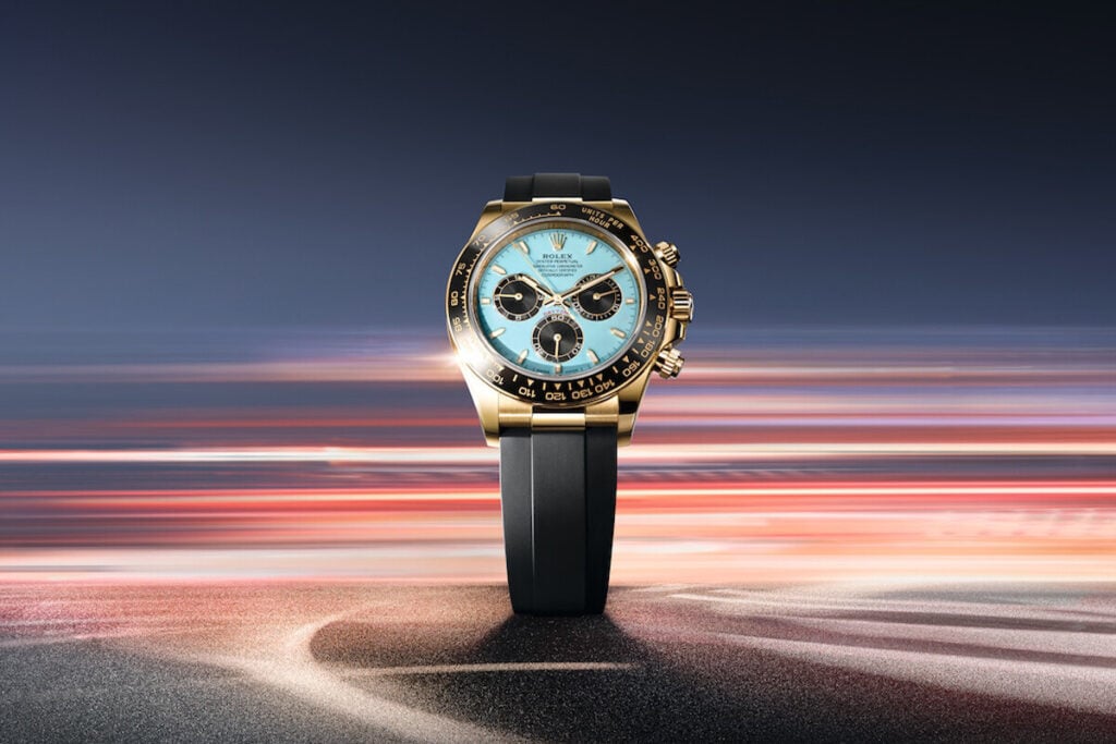 Novo mostrador azul-turquesa com totalizadores pretos contrastantes para o Daytona | Foto: Rolex