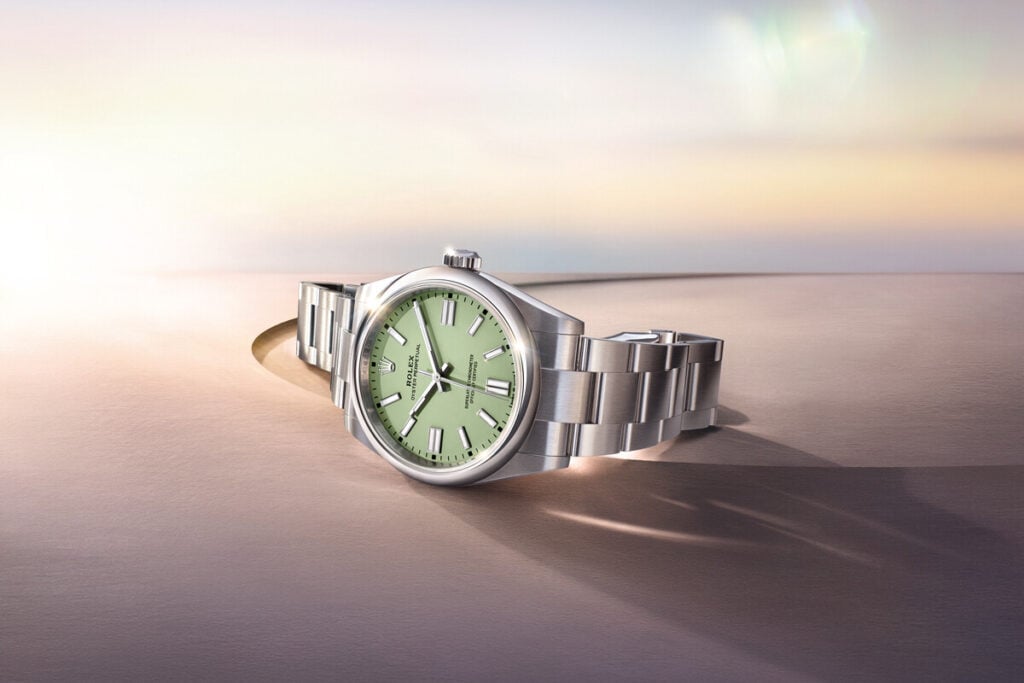 Oyster Perpetual com mostrador pistacchio | Foto: Rolex