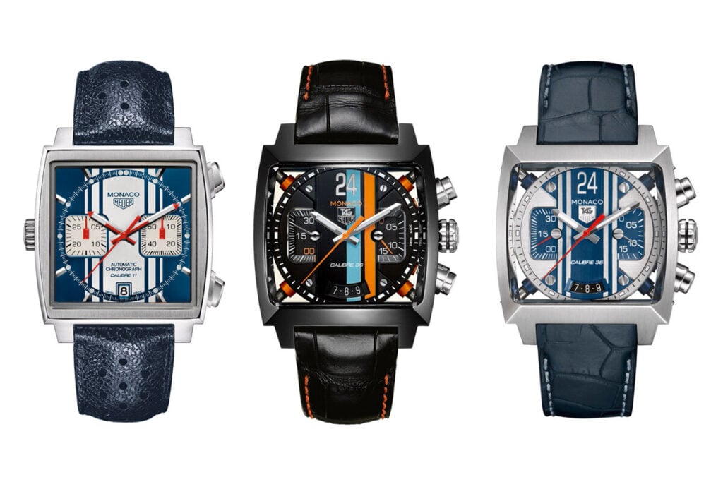 Várias versões do Monaco com Racing Stripes | Fotos: TAG Heuer