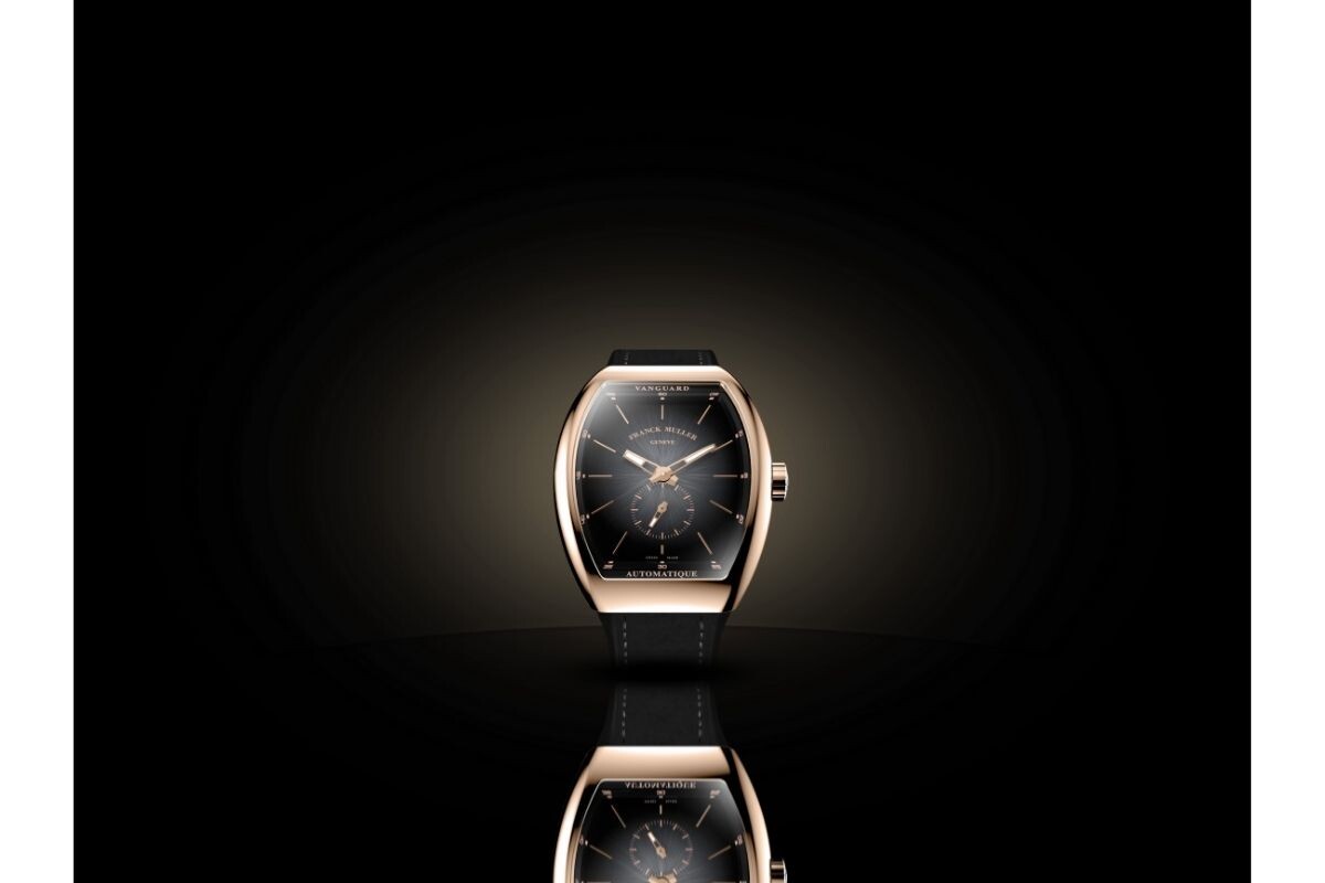 relógio de pulso Franck Muller Vanguard Sfumato Slim com caixa em ouro rosa e mostrador sfumato preto