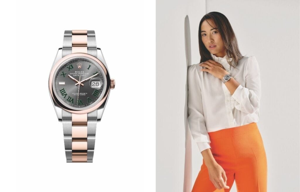 O Datejust 36 'Wimbledon' Ref. 126201 e Qinwen Zheng: a chinesa campeã olímpica de ténis | Fotos: Rolex
