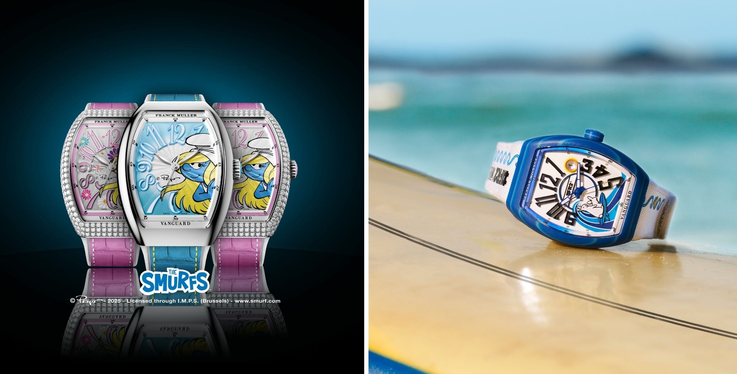 Colaborações #FR2nck MUller Vanguard Beach e Vanguard Smurfette da FRanck Muller