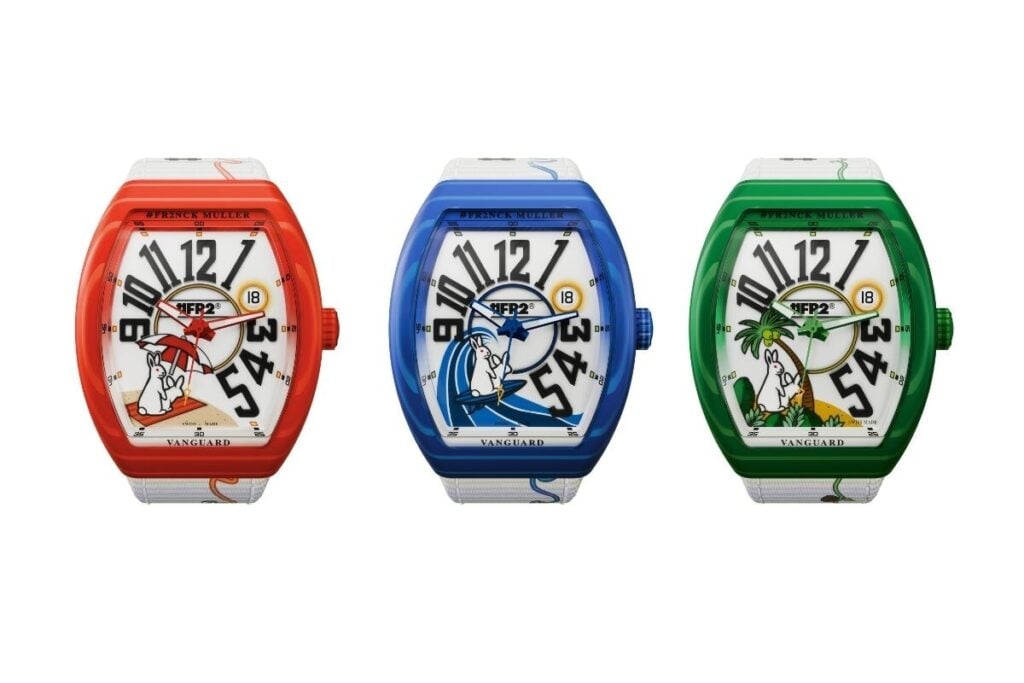 Os três modelos da parceria #FR2anck Muller Vanguard Beach | Foto: Franck Muller