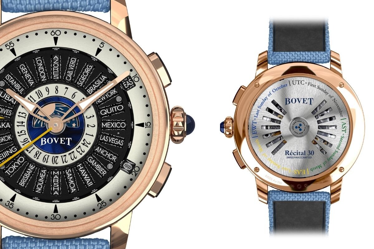 Relógio Bovet Récital 30 Worldtimer em ouro rosa - mostrador e fundo