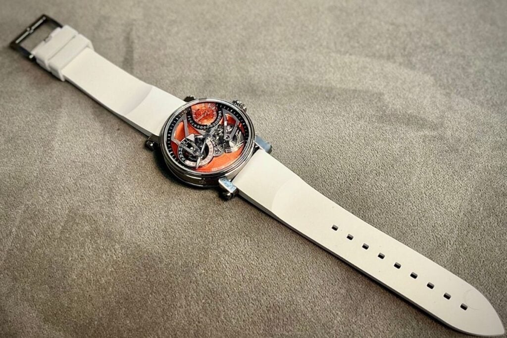 Relógio Openworked Dual Time Terracotta da Speake Marin