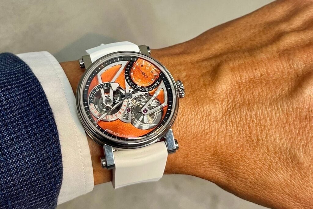 Relógio Openworked Dual Time Terracotta Speake Marin