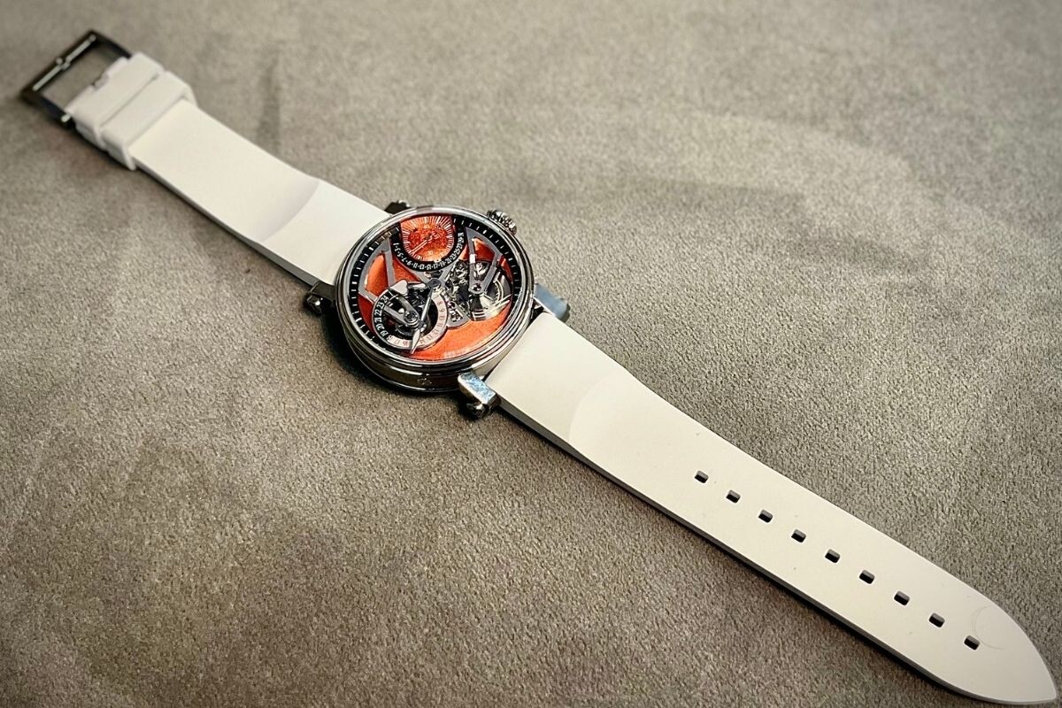 Relógio Openworked Dual Time Terracotta da Speake Marin