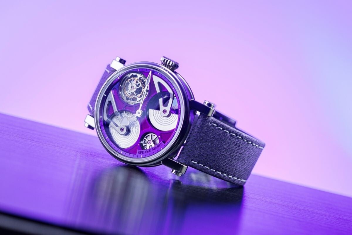 Relógio Openworked Tourbillon Purple Hour