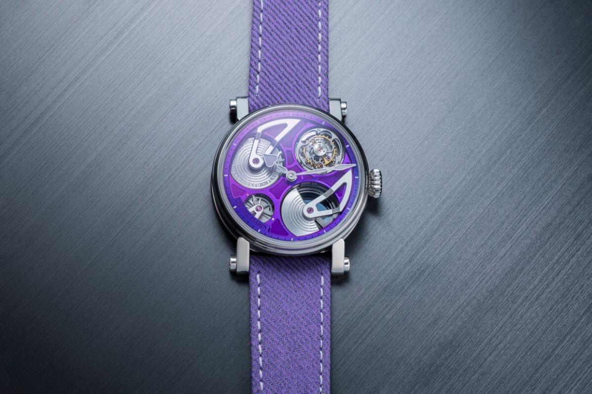 Relógio Openworked Tourbillon Purple Hour