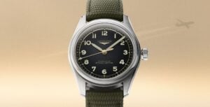 Relógio Spirit Pilot com mostrador preto e bracelete em cauchu verde