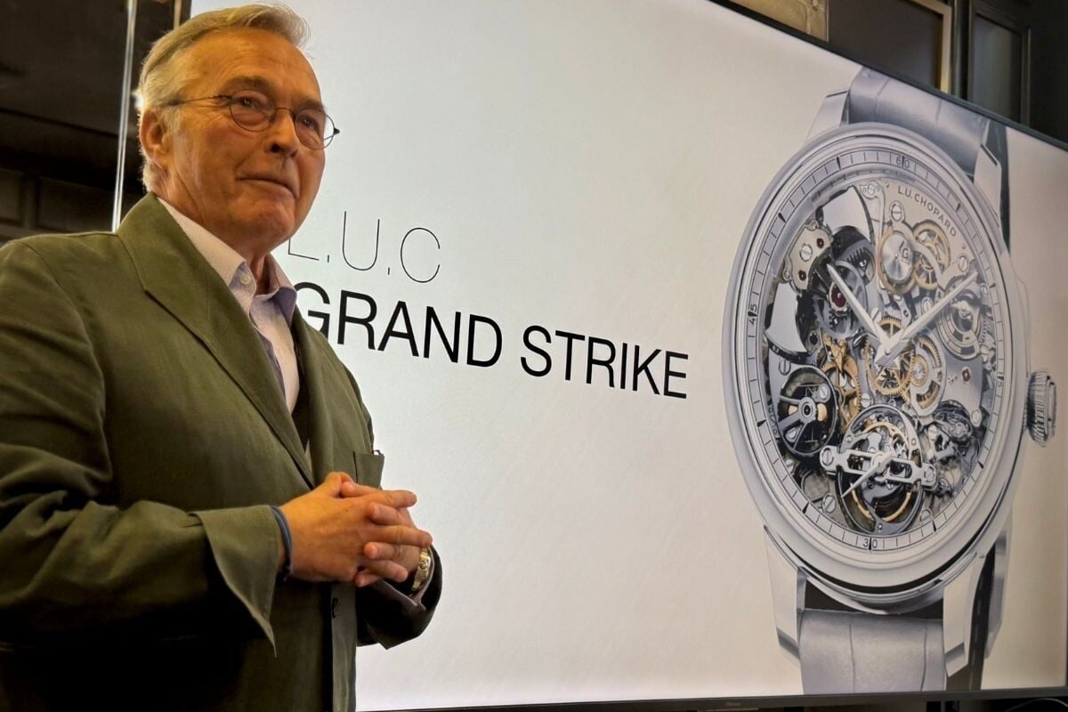 Karl-FGriedric Scheufele apresenta a mais nova obra-prima da Chopard na Dubai Watch Week: o L.U.C Grand Strike | Foto: Miguel Seabra/Espiral do Tempo