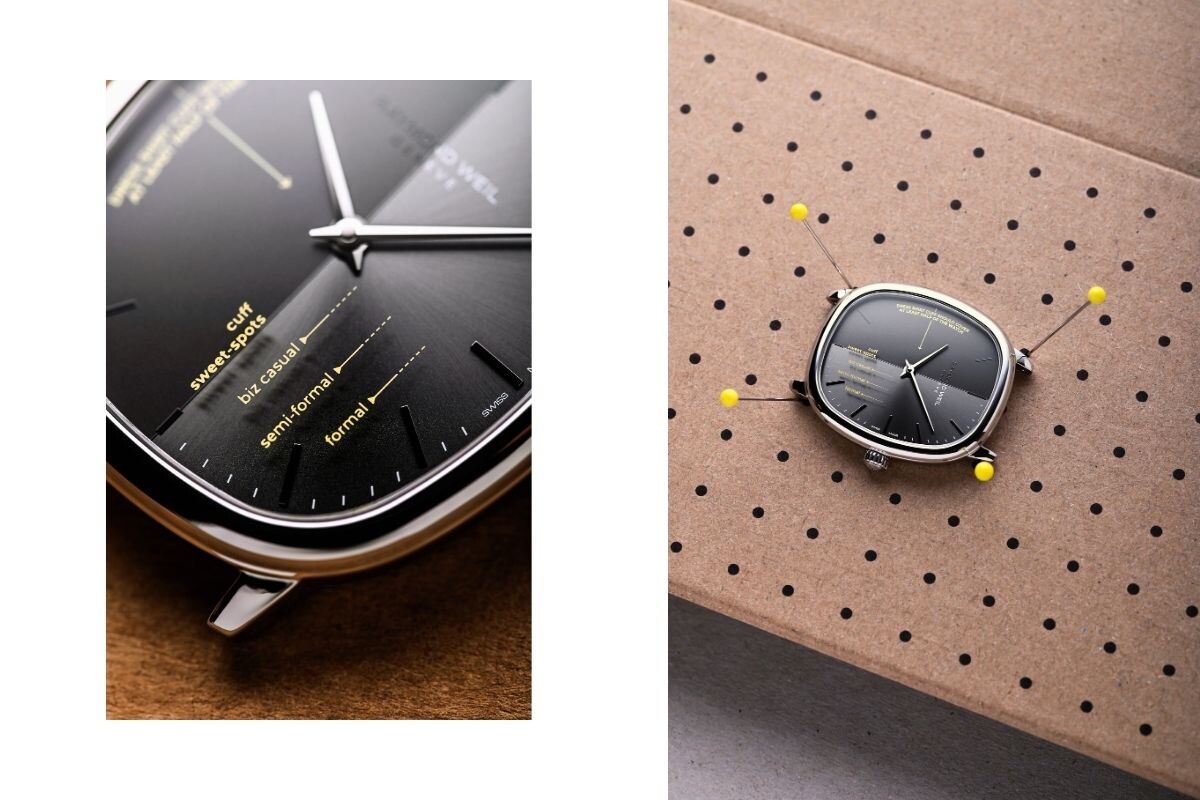 rel&oacute;gio oval Raymond Weil x Seconde/Seconde/ de forma el&iacute;ptica com mostrador cinzento dividido e com inscri&ccedil;&otilde;es escritas, fundo do rel&oacute;gio com abertura e inscri&ccedil;&otilde;es | Foto: Raymond Weil