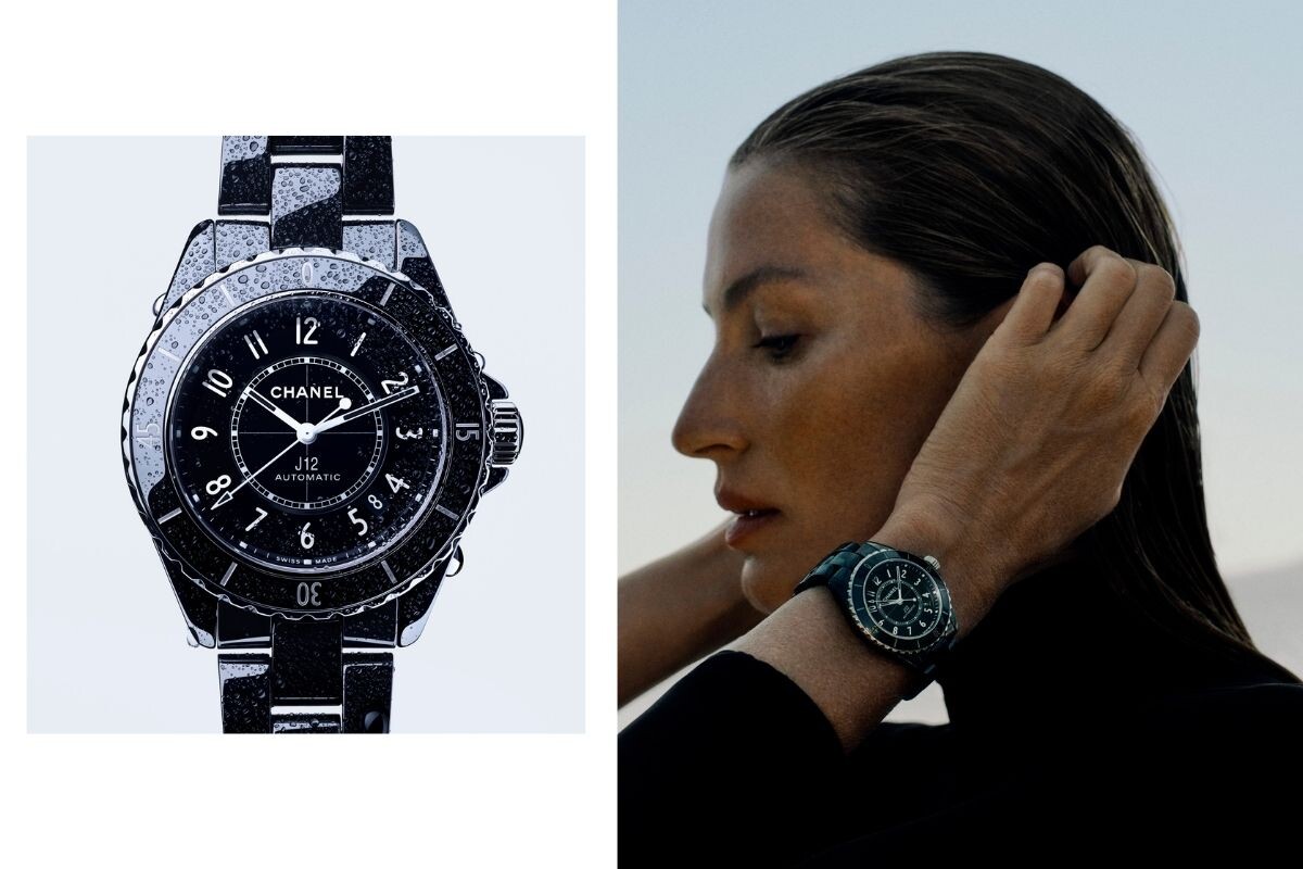 Gisele Bündchen com um J12 no pulso.