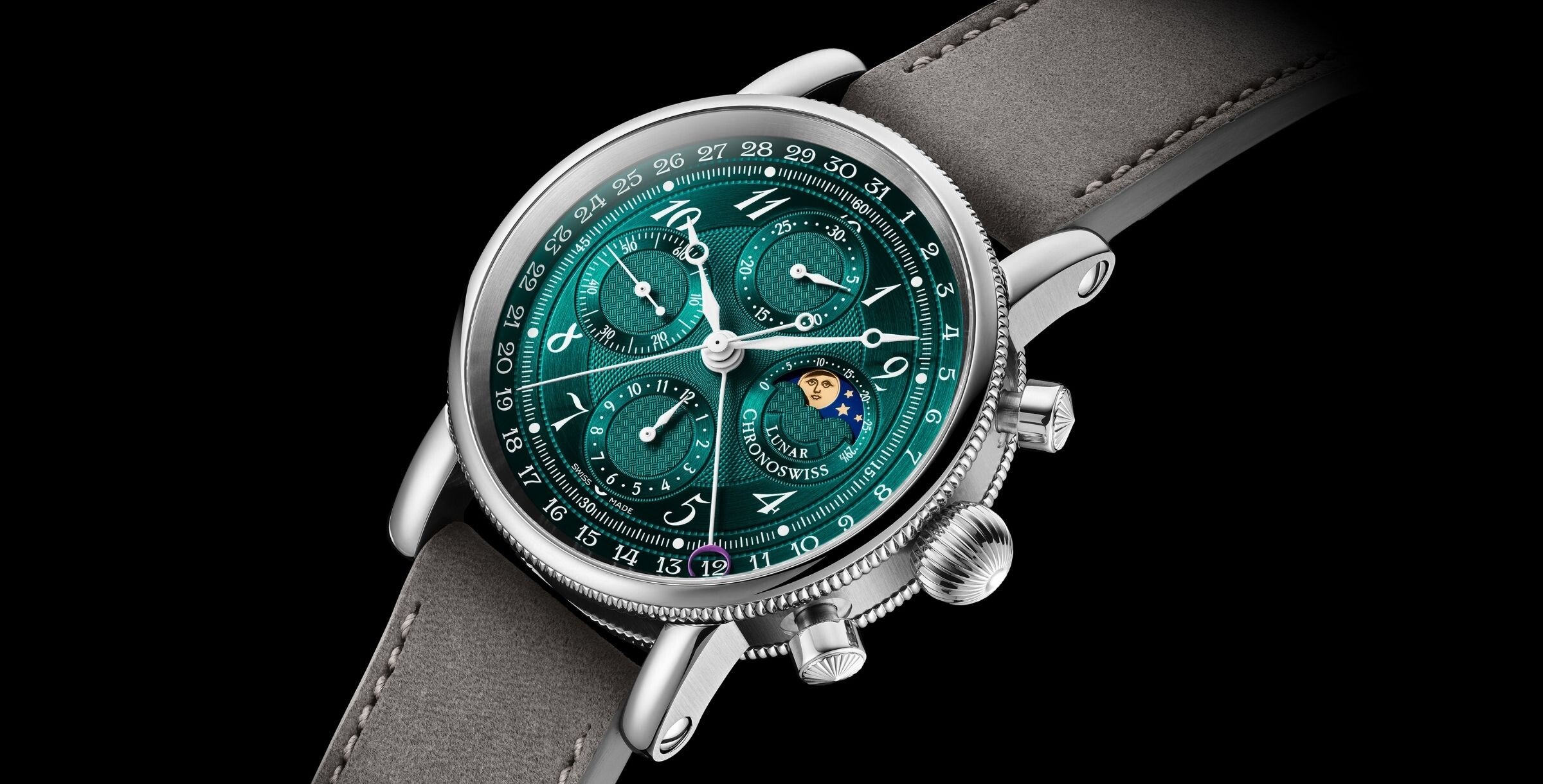 Rel&oacute;gio Chronoswiss Chronograph Aurora com mostrador verde