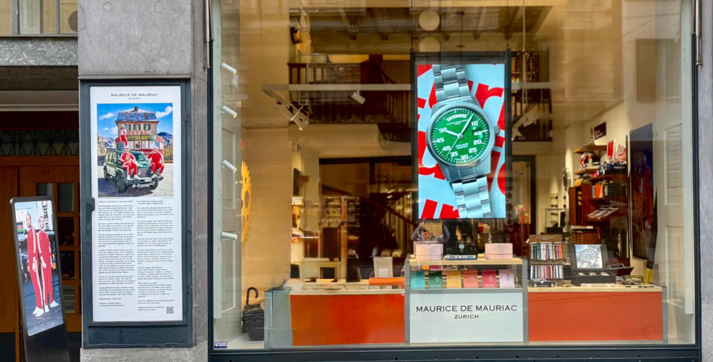 Fachada da boutique Maurice de Mauriac em Zurique, ao lado da Koller Auktionen. Foto Miguel Seabra/Espiral do Tempo