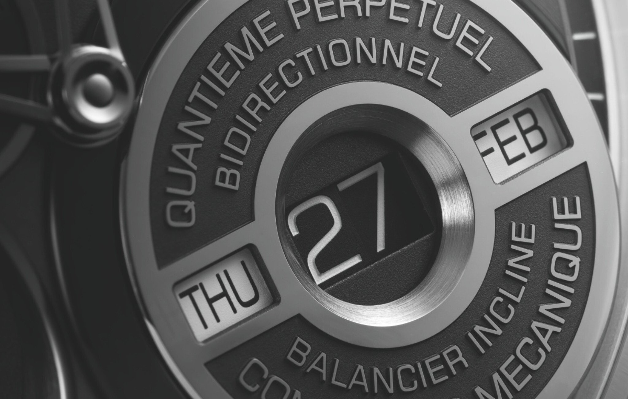 Foco nas indica&ccedil;&otilde;es imediatas de calend&aacute;rio do QP Balancier | Foto: Greubel Forsey