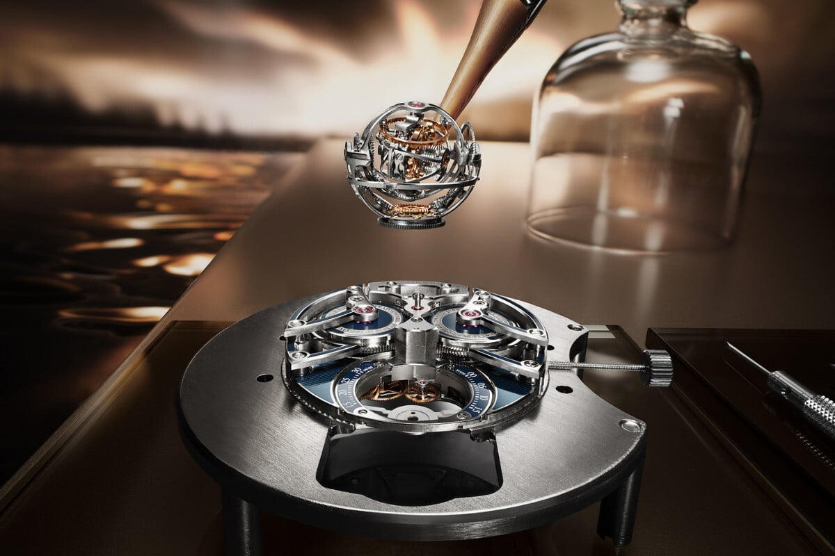 Turbilh&atilde;o do Jaeger-LeCoultre Master Grande Tradition Master Hybris Inventiva Gyrotourbillon &agrave; Stratosph&egrave;re