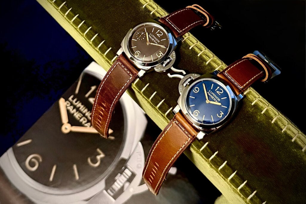 Os dois modelos 'essenciais' entre as novidades: Luminor PAM01731 e Luminor Destro PAM01732 | Foto: Miguel Seabra/Espiral do Tempo