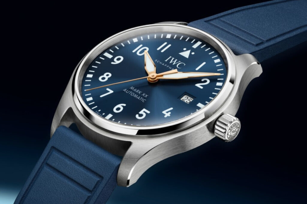 relógio azul da IWC Watches and Wonders Pilot's Watch Mark XX