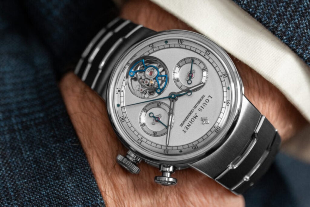 A estrela da marca no Watches and Wonders deste ano: o 1816 Tourbillon Chronograph | Foto: Ateliers Louis Moinet