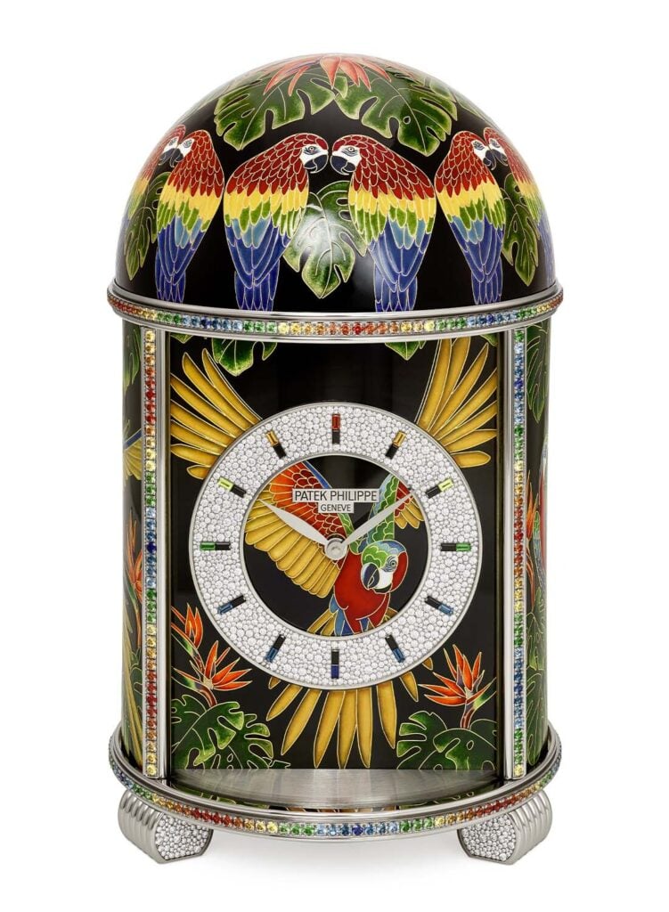 Patek-Philippe-Rare-Handcrafts-2026-Table-Clock-Macaws