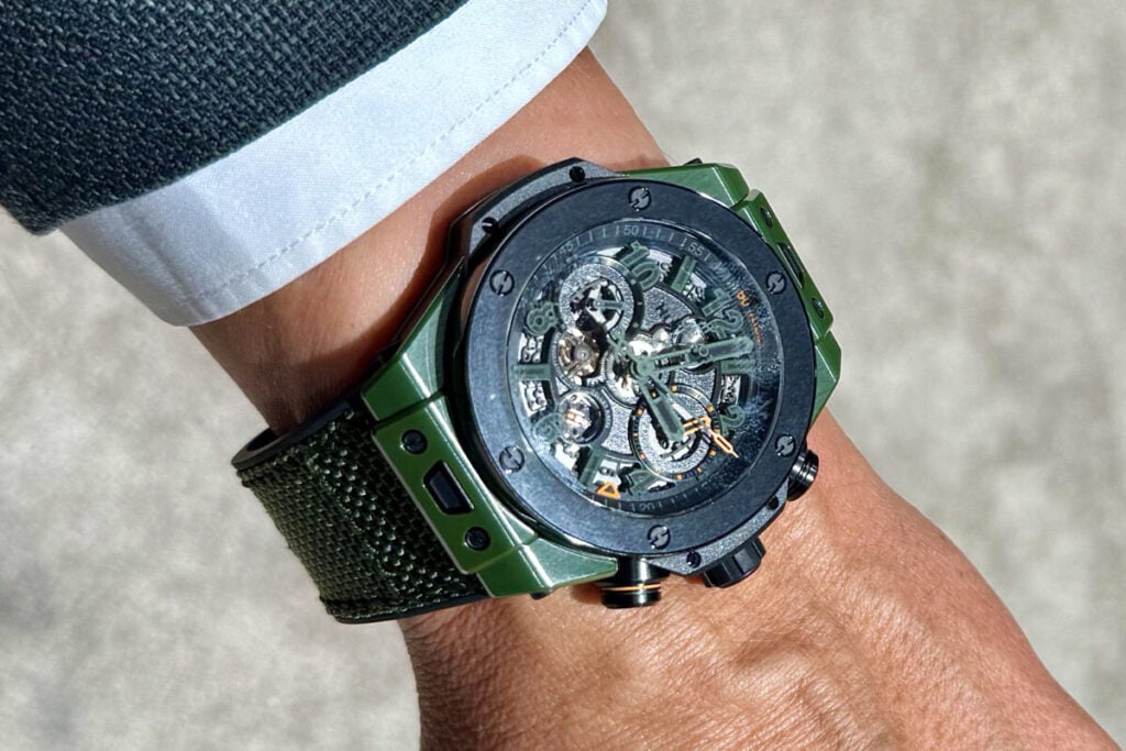 no pulso um cronógrafo do Watches-and-Wonders Hublot Big bang Reloaded | Foto: Miguel Seabra/Espiral do Tempo