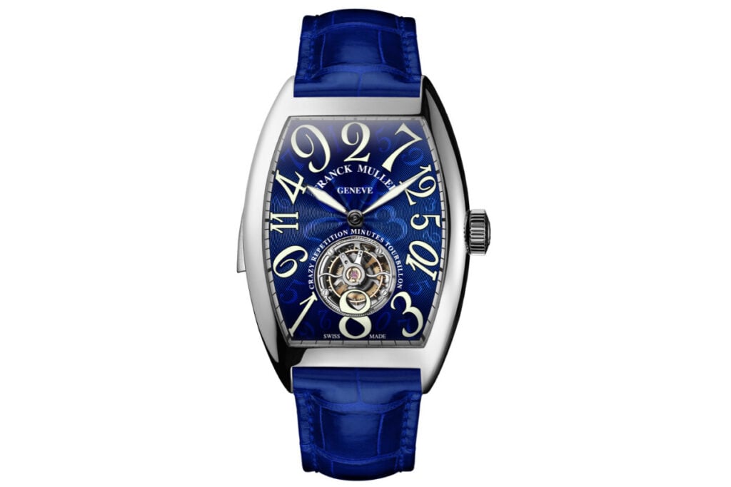 relógio azul Franck Muller Cintrée Curvex Crazy Hours Répétition Minutes Tourbillon | Foto: Franck Muller