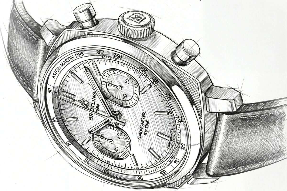 sketch desenho Breitling Top Time B01 Chronograph 41 Tribute to Aston Martin DB5 1 | Foto: Breitling