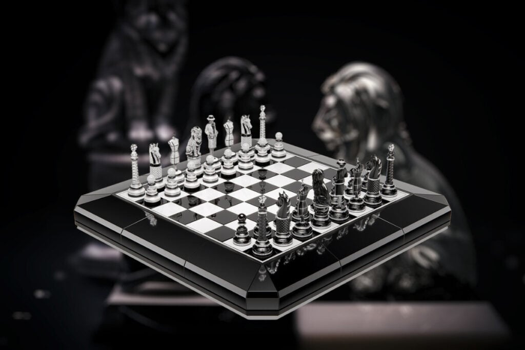 tabuleiro e pe&ccedil;as xadrez Chanel Coco Game Chanel Chessboard | Foto: Chanel