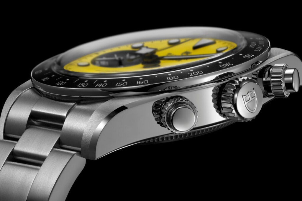 relógio em aço com mostrador amarelo e preto cronógrafo Black Bay Chronograph 39 'Bumblebee' | Foto: Tudor