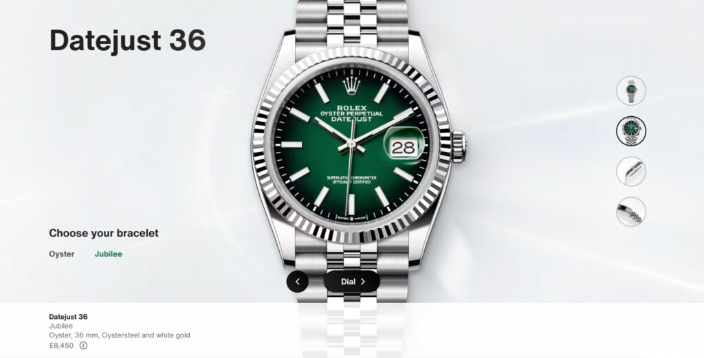 página website do relógio Rolex Datejust Green Ombré | Foto: Rolex