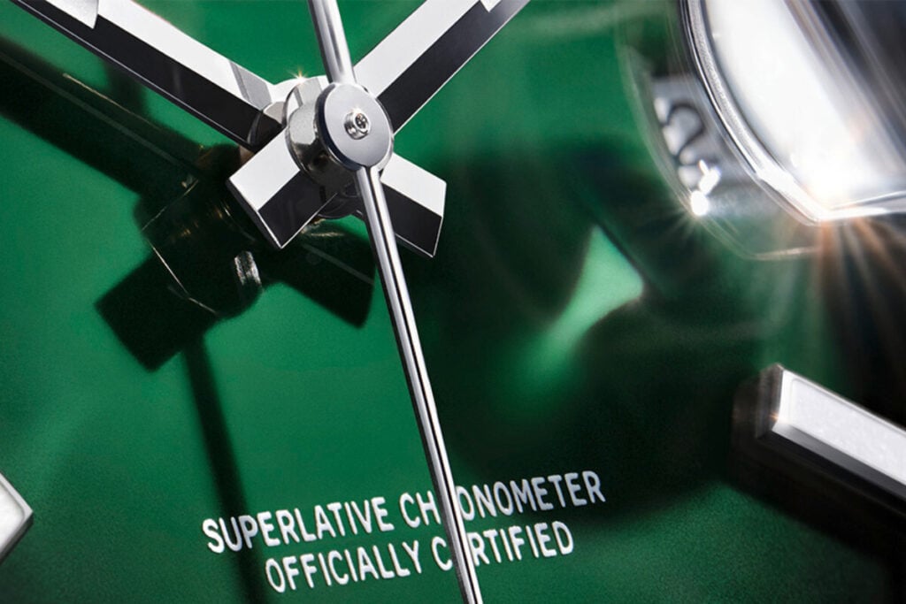 pormenor de mostrador do relógio Rolex Datejust Green Ombré | Foto: Rolex
